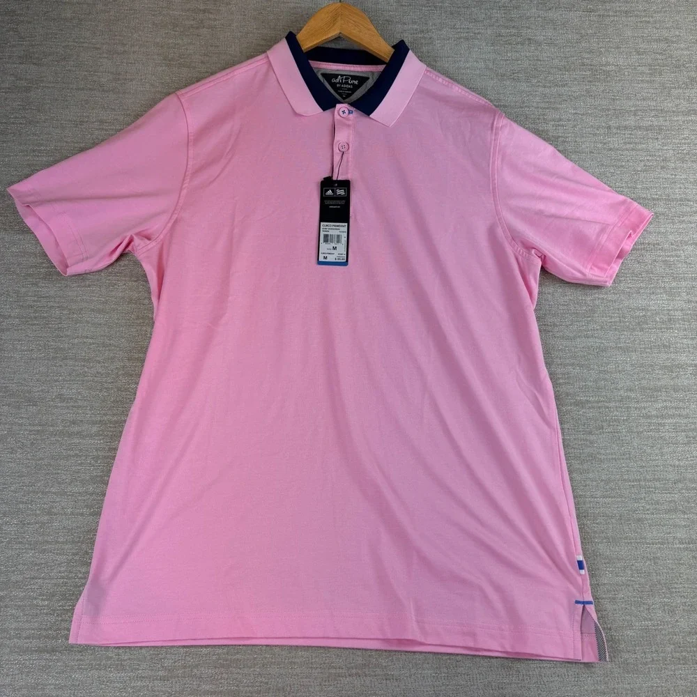 NEW Adidas adiPure Climacool Primeknit Golf Polo Pink Navy AE4687 Mens M NWT $85